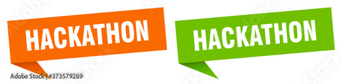 hackathon banner sign. hackathon speech bubble label set