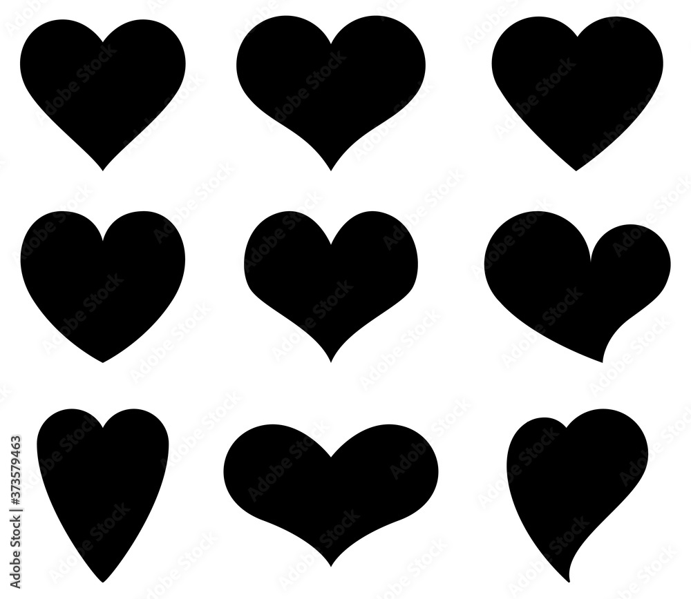 Heart shape icon symbol black collection Heart shape icon symbol black collection