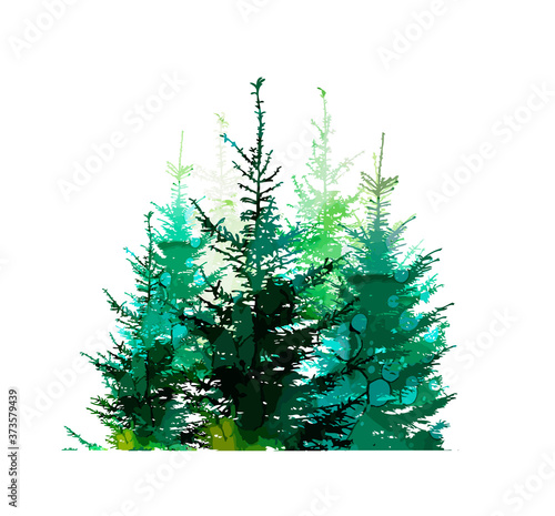 Merry Christmas. Winter forest. Vector illustration