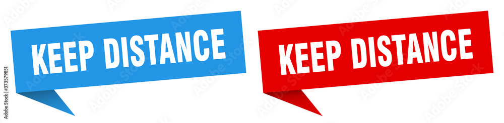 keep distance banner sign. keep distance speech bubble label set keep distance banner sign. keep distance speech bubble label set