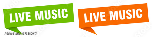 live music banner sign. live music speech bubble label set