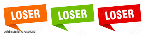 loser banner sign. loser speech bubble label set