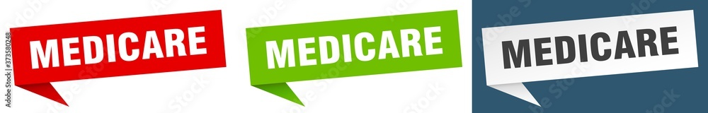medicare banner sign. medicare speech bubble label set medicare banner sign. medicare speech bubble label set
