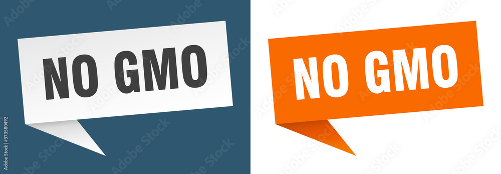 no gmo banner sign. no gmo speech bubble label set no gmo banner sign. no gmo speech bubble label set