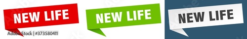 new life banner sign. new life speech bubble label set