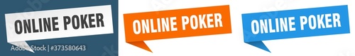 online poker banner sign. online poker speech bubble label set