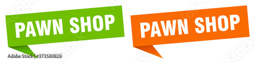 pawn shop banner sign. pawn shop speech bubble label set