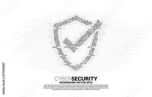 Protection shield icon from one and zero binary code digit matrix style. concept of guard security and safety
