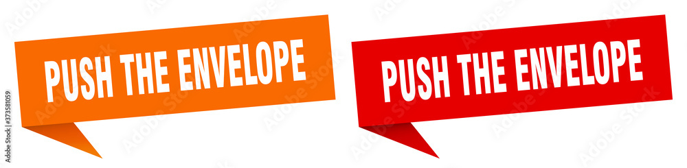 push the envelope banner sign. push the envelope speech bubble label set push the envelope banner sign. push the envelope speech bubble label set