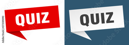 quiz banner sign. quiz speech bubble label set