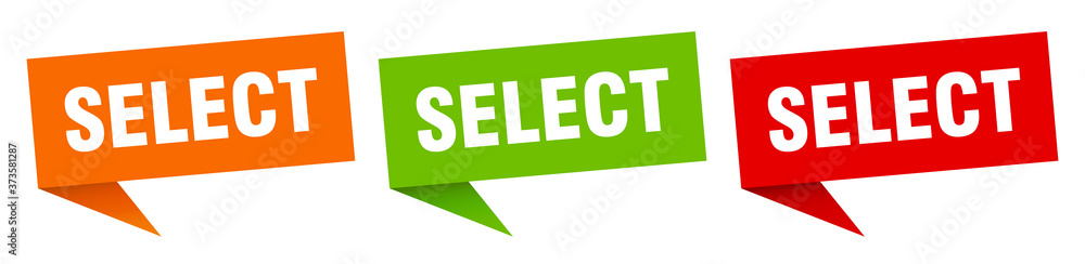 select banner sign. select speech bubble label set select banner sign. select speech bubble label set