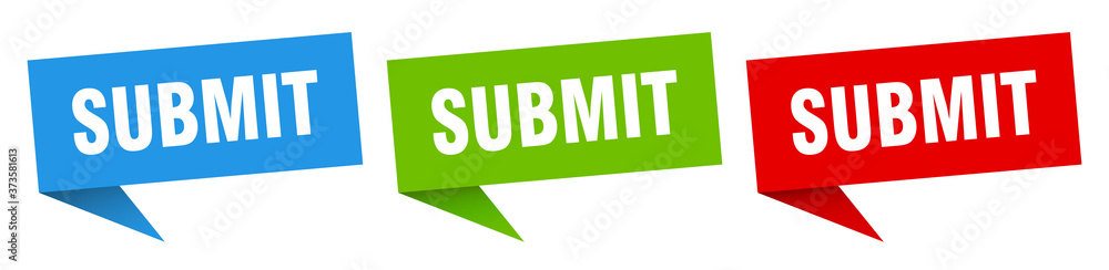 submit banner sign. submit speech bubble label set submit banner sign. submit speech bubble label set