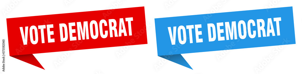 vote democrat banner sign. vote democrat speech bubble label set vote democrat banner sign. vote democrat speech bubble label set