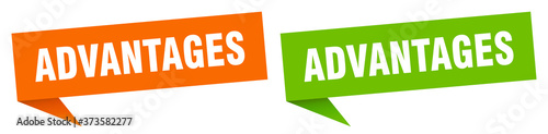 advantages banner sign. advantages speech bubble label set