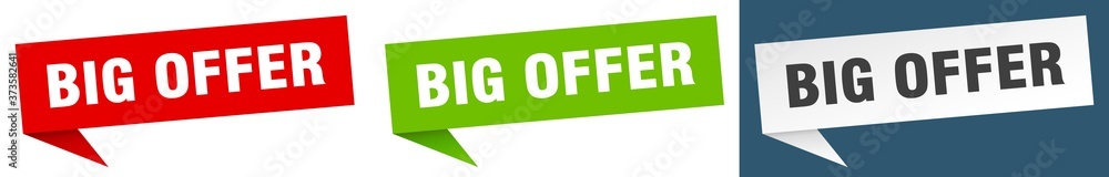 big offer banner sign. big offer speech bubble label set big offer banner sign. big offer speech bubble label set