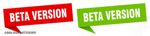 beta version banner sign. beta version speech bubble label set