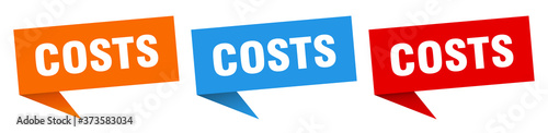 costs banner sign. costs speech bubble label set