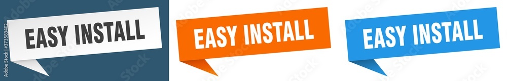easy install banner sign. easy install speech bubble label set easy install banner sign. easy install speech bubble label set