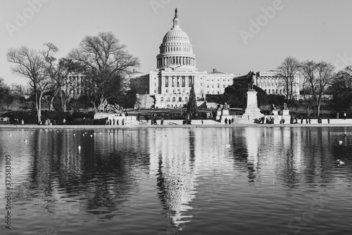 United States Capitol Building in winter - black and white toned - Washington D.C. United States of America
