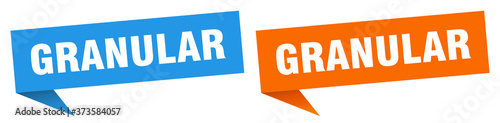 granular banner sign. granular speech bubble label set