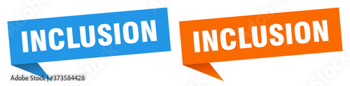 inclusion banner sign. inclusion speech bubble label set