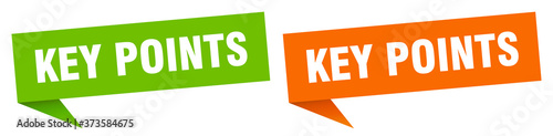 key points banner sign. key points speech bubble label set