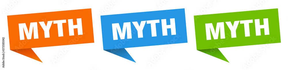 myth banner sign. myth speech bubble label set
