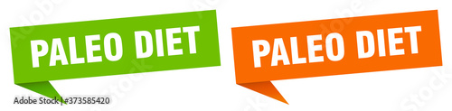 paleo diet banner sign. paleo diet speech bubble label set
