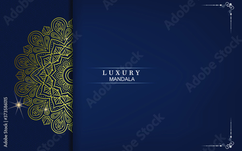 Luxury gold mandala ornate background for wedding invitation, book cover with mandala element style premium vector