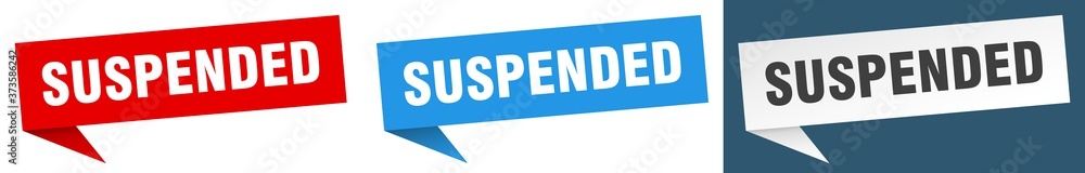 suspended banner sign. suspended speech bubble label set suspended banner sign. suspended speech bubble label set