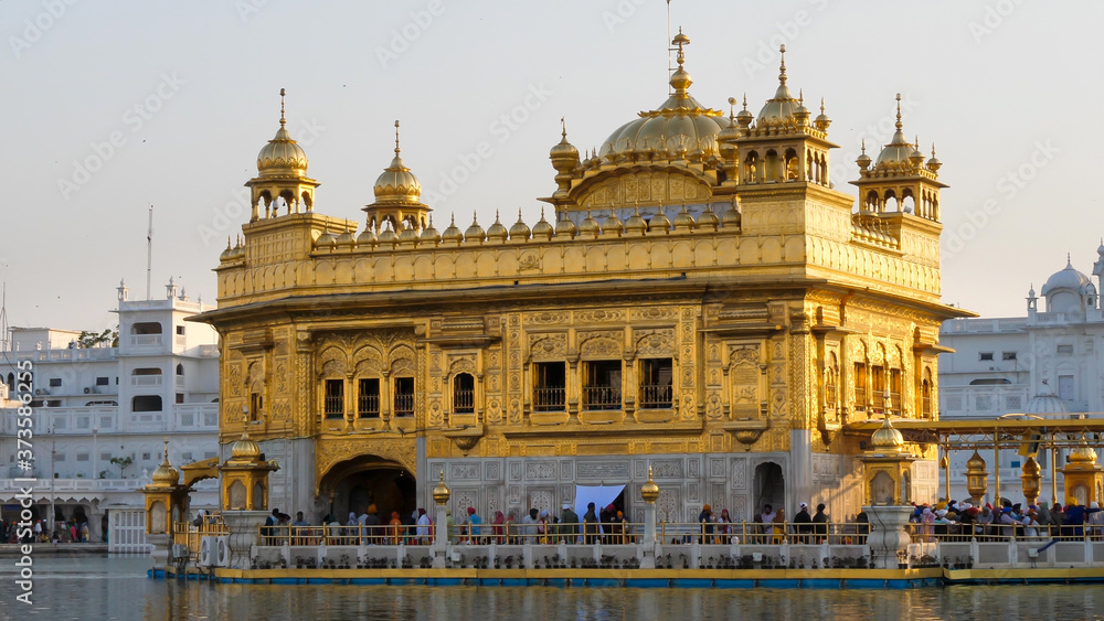 close up of the beautiful golden temple in amritsar