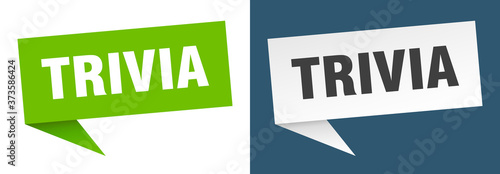 trivia banner sign. trivia speech bubble label set