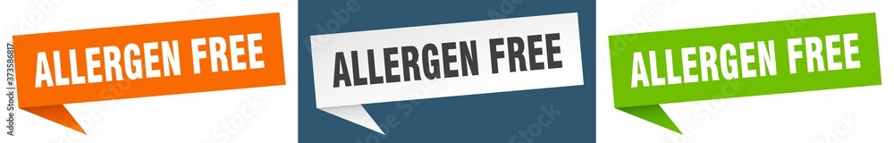 allergen free banner sign. allergen free speech bubble label set