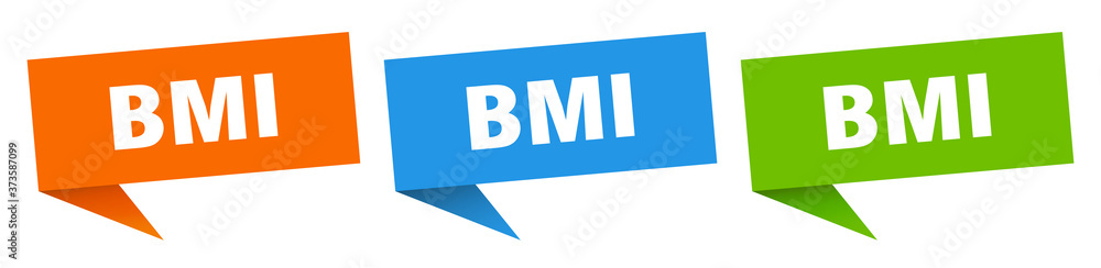 bmi banner sign. bmi speech bubble label set bmi banner sign. bmi speech bubble label set