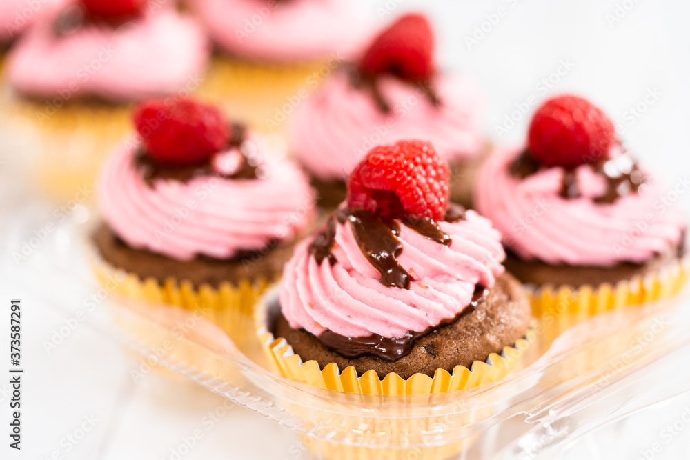 Chocolate raspberry cupcakes