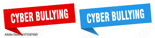 cyber bullying banner sign. cyber bullying speech bubble label set