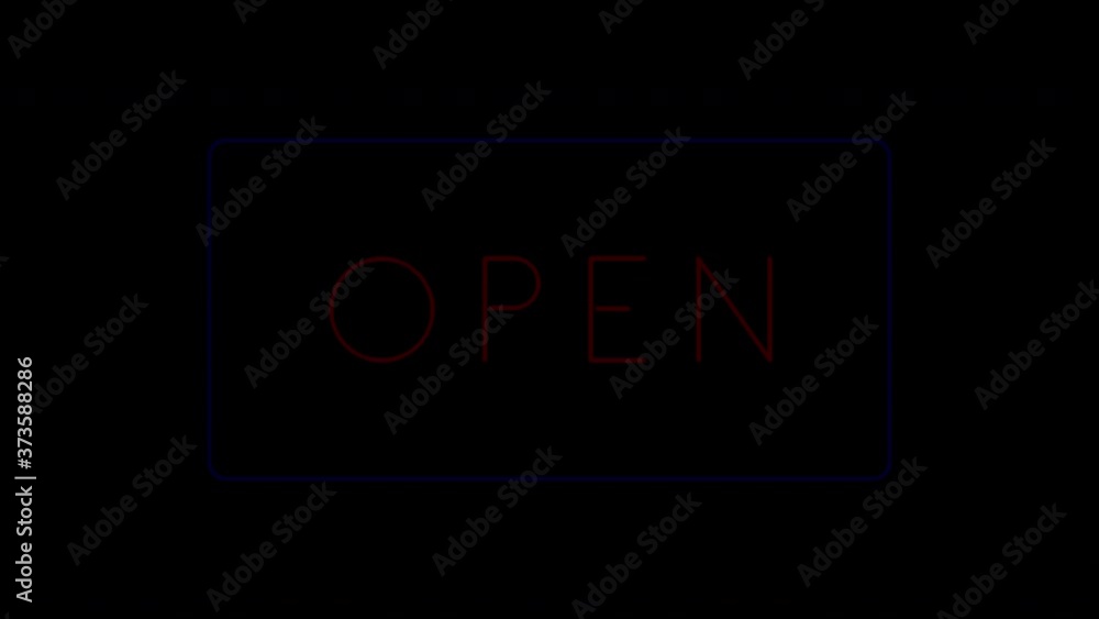 Turn on beautiful neon open sign with flashing and turn off at night. Turn on beautiful neon open sign with flashing and turn off at night.