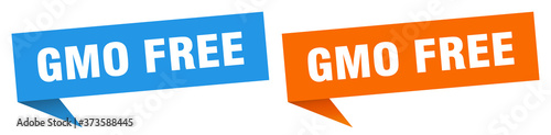 gmo free banner sign. gmo free speech bubble label set