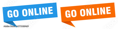 go online banner sign. go online speech bubble label set