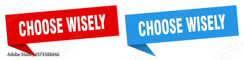 choose wisely banner sign. choose wisely speech bubble label set