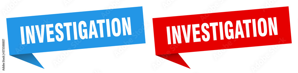 investigation banner sign. investigation speech bubble label set investigation banner sign. investigation speech bubble label set