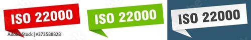 iso 22000 banner sign. iso 22000 speech bubble label set