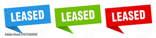 leased banner sign. leased speech bubble label set