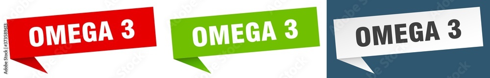 omega 3 banner sign. omega 3 speech bubble label set omega 3 banner sign. omega 3 speech bubble label set