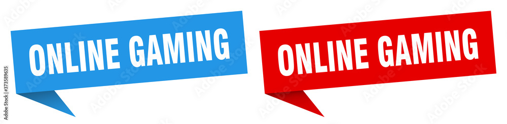 online gaming banner sign. online gaming speech bubble label set online gaming banner sign. online gaming speech bubble label set