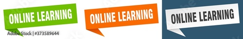 online learning banner sign. online learning speech bubble label set