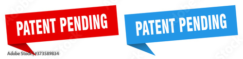 patent pending banner sign. patent pending speech bubble label set