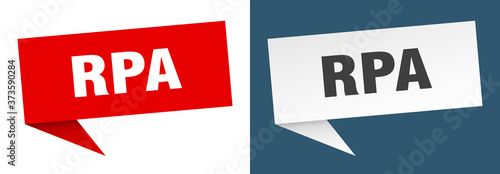 rpa banner sign. rpa speech bubble label set
