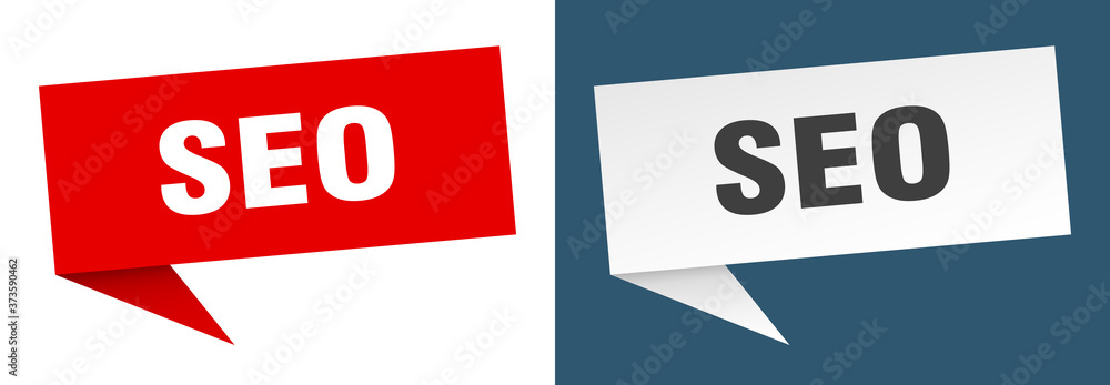 seo banner sign. seo speech bubble label set seo banner sign. seo speech bubble label set