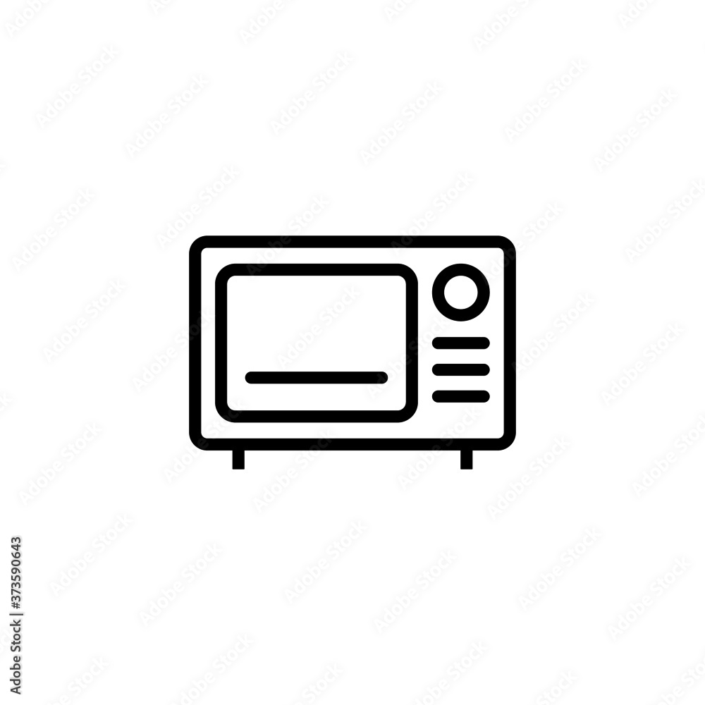 Microwave Icon in black line style icon, style isolated on white background Microwave Icon in black line style icon, style isolated on white background